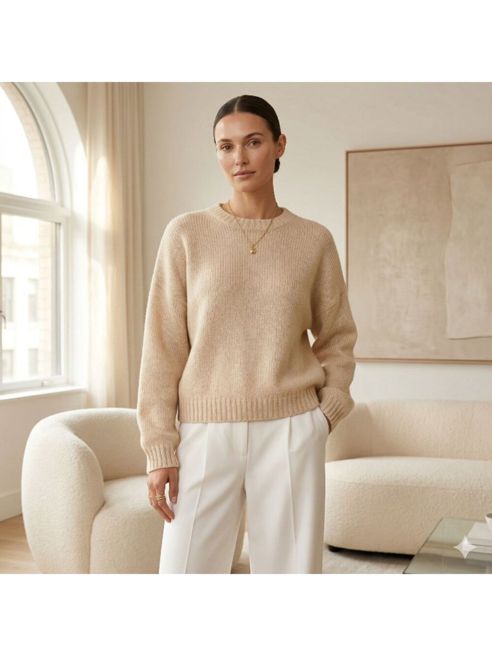 Mctavish S Small Cream Beige Merino Wool Alpaca Hemp Chunky Knit Sweater